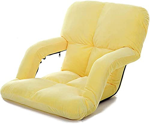 PURRL Lazy Sofa Stuhl Tatami Bodenstuhl Lazy Sofa Gepolsterte Faltbare Bodensitzmöbel mit Rückenstütze Gaming Meditation (Gelb) Little Surprise