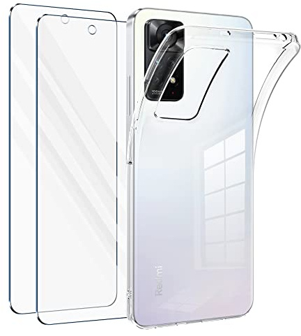 Vauki Cover per Xiaomi Redmi Note 11 Pro con 2 Pezzi Vetro Temperato,Custodia Ultra Trasparente Silicone Morbido TPU e Pellicola Protettiva,Antiurto Sottile Cellulare Case per Redmi Note 11 Pro 6.67
