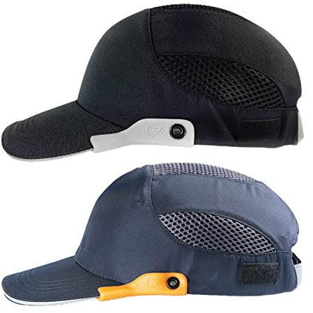 2 Pack Mesh Anstoßkappe Breathable, Schutzkappe Kopf, Baseball Anstoßkappe Sicherheitsmütze, Kopfschutz Schutzkappe, Stoßschutzkappe Mit Hartschale Atmungsaktiv Leicht Anti-Schock