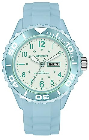 FORSINING Damen-Armbanduhr, analoge Quarz-Sport-Armbanduhr, Silikon-Armband, wasserdicht, Krankenschwester-Armbanduhr, Kalender, Datumsanzeige, 24 Stunden mit Sekundenzeiger