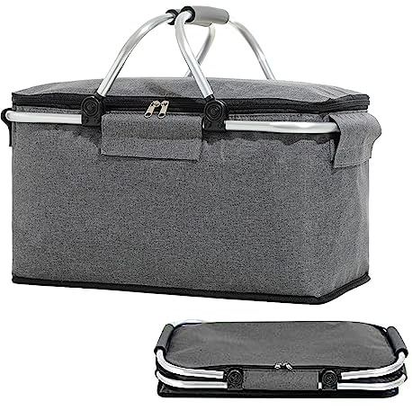 Isolierte Lunchtasche, auslaufsichere Einkaufstasche mit Griff, größere isolierte Picknicktaschen, Kühlkorb mit Deckel für Grill, Camping, Einkaufen, Reisen