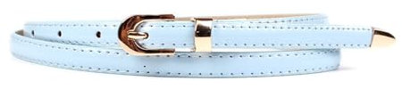 NEFLUM Damen-Gürtel aus dünnem Leder, Breite 1,2cm, Damen-Gürtel mit Dornschließe für Jeans, lässiger dekorativer Gürtel, Hellblau, 100x1.2cm