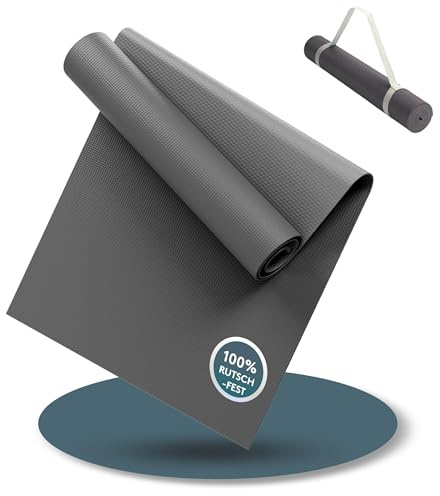 LILENO SPORTS - Tappetino da yoga (180 x 60 cm) con tracolla, per ginnastica e fitness, antiscivolo, 4 mm di spessore, adatto per palestra, allenamento e yoga, tappetino sportivo per la casa