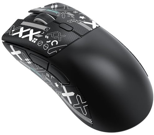 ATTACK SHARK Mouse R1 59g SUPERLIGHT con nastro adesivo, sensore da gioco PixArt PAW3311, mouse da gioco wireless/cablato BT/2.4G, 6 DPI regolabili fino a 18000, batteria da 65 ore (Nero)