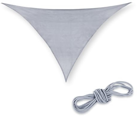 Relaxdays Voile Pare-Soleil Triangulaire, Toile HDPE, stabilisée UV, concave, Efficace, 3 x 3 x 4,35 m, Gris Clair
