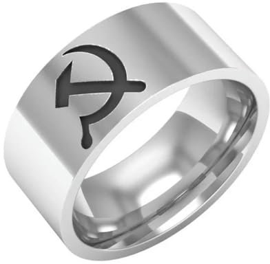 Bijoux Marteau et faucille Bague en acier titane Bague pour hommes 8mm Bague de cocktail