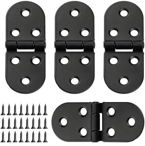 4 Piezas Bisagras Plegables, Bisagra 180 Grados, Bisagra de Mesa, Bisagra de Puerta con Tornillos, Bisagra para Maquinas de Coser, Mesas Plegables, Armarios, Muebles, Puertas (Negro)