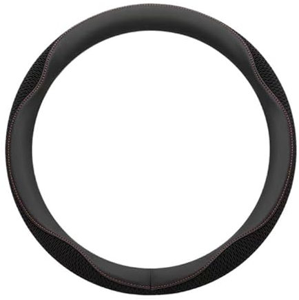 GUTYE Auto Lenkradbezug für VW Golf 5-Door 2008-2012, Lenkradhülle für Sommer Atmungsaktives Lenkradabdeckung Anti-Rutsch Lenkradschutz Eisseide Lenkradschoner Autozubehör,Black-O