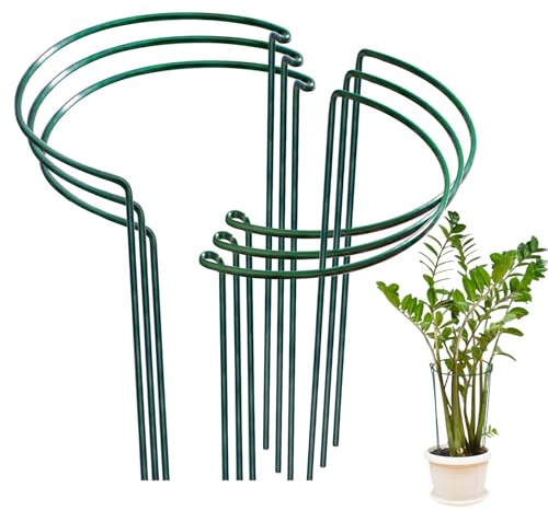 Pflanzenstütze 6 Stück 20cm x 35cm, Metall-Garten-Pflanzenpfähle halbrund Pflanzenstützring Käfig für Pfingstrosen, Monstera, Hortensien, Rosen, Sedum, Gemüse, Tomaten