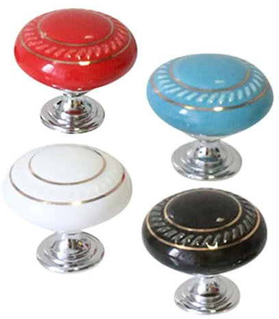 Veemoon Toilet Tank Button Handles for Manicure Bathroom Flush Push Button Knobs Round Decorative Set of 4 Colors Red Blue Black White for Toilet Accessories