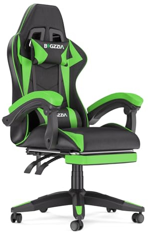 Racingreat Ergonomischer Gaming Stuhl mit Fußstütze (Grün)