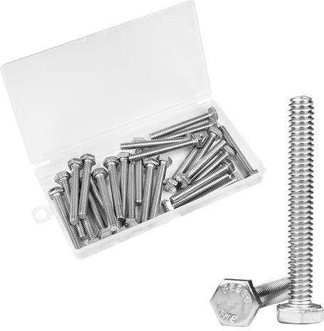 Yinpecly 25Pcs 1/4-20 x 2 Hex Bolts,1/4-20 Hex Head Cap Screws Hexagon Bolts, 304 Stainless Steel, External Hex Drive, UNC Coarse Thread Fully Threaded