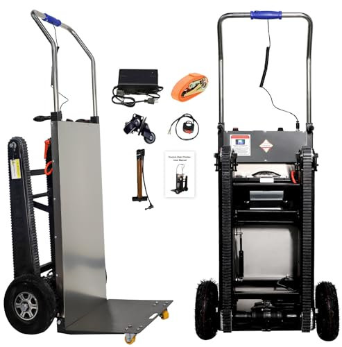 RXFSP Electric Stair Climbing Dolly, 300KG Load Capacity Hand Trucks Heavy Duty, 500W Hand Cart Dolly Electric Stair Climbing Hand Trucks with Rubber Tracks