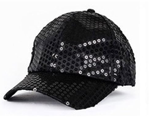 Generisch Glitzer Hut Baseball Partyhüte für Damen und Herren, Erwachsene Unisex Pailletten Hut Baseball Cap Baseballkappe Glitzerhut für Karneval Mottoparty Disco Verkleidung Hip Hop