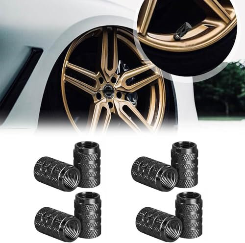 JJQFLB 8 Stück Reifenventilabdeckungen Für VW Golf 7 MK7 VII 7.5 R-Line, Auto Ventilkappen, Reifen Ventilkappen, Ventilkappen Auto Ventildeckel,A-Black