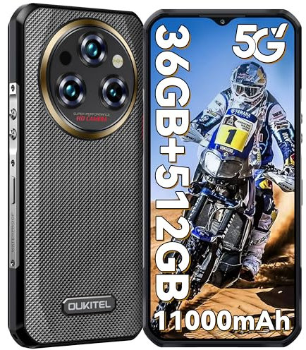 OUKITEL WP35 PRO Rugged Smartphone 5G - 512GB ROM, 11000mAh Battery, 2.4K 6.6’’ FHD+ Display, 64MP+32MP Camera, Night Vision, 14.9mm Slim, Dual SIM Phone unlocked, Fingerprint, NFC - Gold