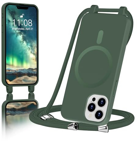 ColasGalys für handykette iPhone 11 Pro Hülle mit Band Magnetisch Kompatibel mit Mag Safe für Handyhülle iPhone 11 Pro mit Band Kratzfest TPU Silikon grün