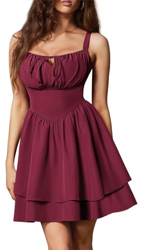 SCARLET DARKNESS Vestido de verano para mujer, con tirantes, minivestido, corsé, elegante, festivo, para fiestas, cócteles y playa
