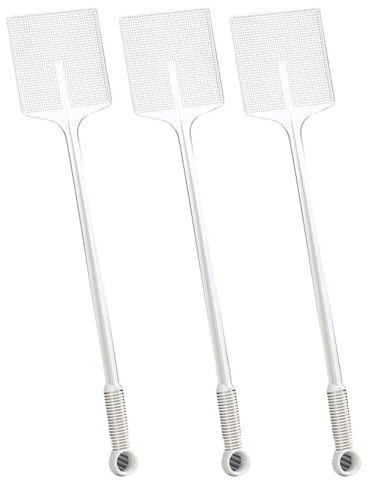 STHOYN Fliegenklatsche Stabil Aus Kunststoff Mückenklatsche Flexible Fliegenklatschen Mit Langem Griff 3er-Pack(Weiß)