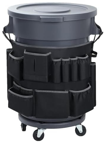 Copertine Per Bidoni Della Spazzatura Per Esterni - Borsa Organizzatore Di Forniture Per La Pulizia Pesante, Esterno Può Avvolgere | Porta Degli Utensili Per Bidoni Della Spazzatura Da 32-55 Galloni I