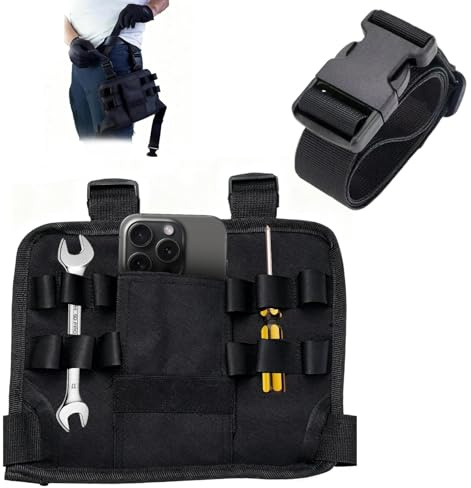 Dulynva Ceinture Porte Outil en Oxford Sacoche Charpentier mit 13 Poches Ceinture Outils Réglable Sac a Outils pour Jambe Porte Ceintures Sacoche pour Electricien Plaquiste Constructeur (Noir)