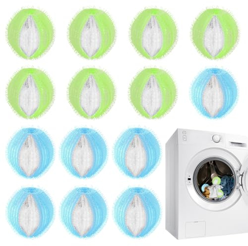 14PCS Laundry Balls Pet Hair Remover for Washing Machines,Hair Catcher for Laundry,Reusable Fluff,Lint Remover,Dryer Balls,Pet Hair Catcher for Clothes and Carpet, Dog Cat Hair Fuzz Remover