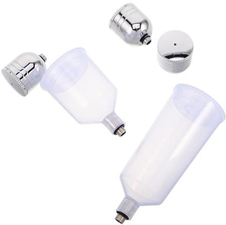 MUELODSIC Set 5 Pezzi Tazze per Aerografo in Plastica Contenitori per Vernice Staccabili ad Alimentazione a gravità Connettore Filettato per Miscelazione e Pulizia Pigmenti Accessori per