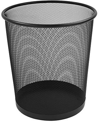 Osco Wiremesh Waste Bin Round 27.5cm, Metal Mesh Trash Can for Office, Bedroom, Bathroom & Home, Durable Lightweight Paper Basket Rubbish Recycling Container Modern Design, Black