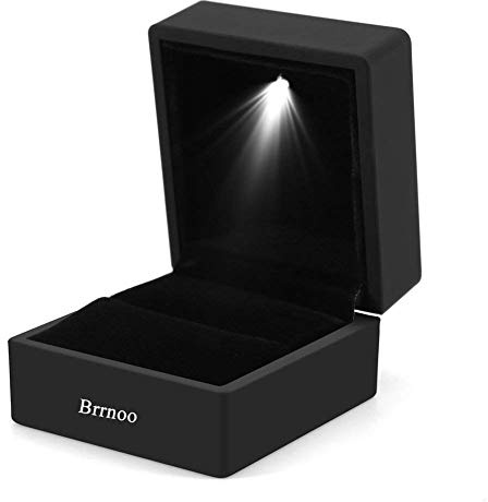 TMISHION Ringbox, modisch, LED, beleuchtet, Aufbewahrungsbox, Ringhalter für Schmuck (schwarz)