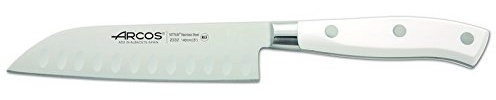 Arcos Serie Riviera Blanc - Cuchillo Santoku Cuchillo Asiático - Hoja de Acero Inoxidable Forjado NITRUM 140 mm - Mango de Polioximetileno (POM) Color Blanco