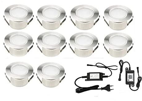 SUBOSI 10er Dimmbar LED Bodeneinbauleuchten große Größe Einbaustrahler Arbeitet mit Alexa,IFTTT,Wifi Wireless Smart Phone, Ø61mm IP67 Wasserdicht LED Einbaustrahler Außen Full Kit