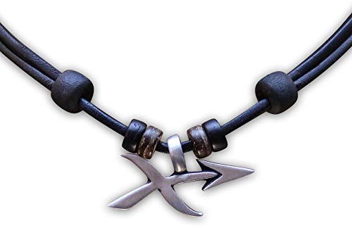 HANA LIMA 1 von 12 Sternzeichen Tierkreiszeichen an verstellbarer Halskette Horoskop Horoscope Lederkette Surferkette