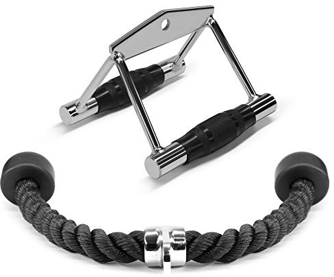 Yes4All Unisex Jxlx Yes4All dubbel D-handtag kabelfäste och Tricep Pull down-rep 2-i-1 kombo för kabelmaskin, E. Dubbelt D-handtag + tricepRope, 11,3 kg UK
