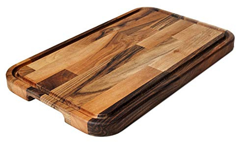 Tagliere in legno pregiato con finitura ad olio 40x30x3 cm con maniglie rovere Made in Italy