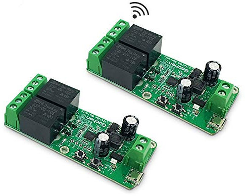 eWelink APP Modulo Interruttore Relè Wifi a 2 Canale Autobloccante Pulsante a Impulsi Momentaneo DC 5-32V, Pulsante Contatto Pulito Wifi da Applicare Al Porta del Garage, per Tapparella Alexa 2 Pezzi