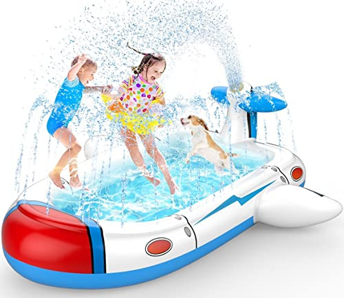 Kiddie Pool for Toddlers, Splash Pad for Kids Ages 4-8, 68 Inflatable 3-in-1 Swimming Pool for Kids, Backyard and Outside Sprinkler Play Mat Wading Pool for 3 4 5 6 Year Old