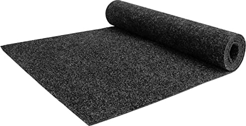 Nadelfilz Rips GLADIATOR 200x400 cm Schwarz – Robuster Rips Bodenbelag als Nadelfilz-Teppichboden | Meterware für Büro, Messe, Empfang & Verkaufsräume | Zuschneidbar & fleckenresistent