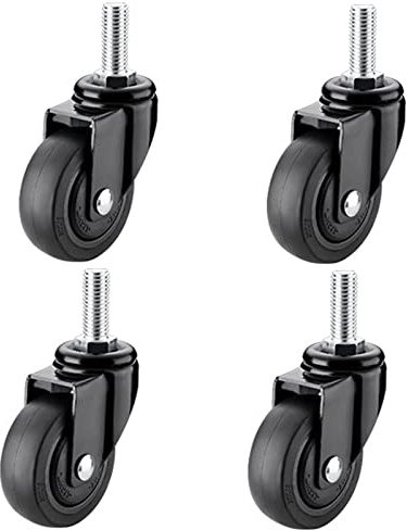 YHBZ 4 Stück Trolley-Lenkrollen,Schwerlast-MöbelRäder,Mit Feststellbremse,M6/M8/M10 Schraubenstange-Schwarzes Fußrad,M10-4nobrakes