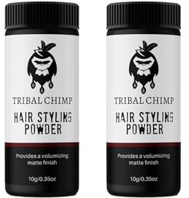 Tribal Chimp Hair Styling Powder, All-day Invisible Hold Hair Volumizer and Texture for Men and Women, Styling Powder with Matte Finish- 2-Piece Set, 10g