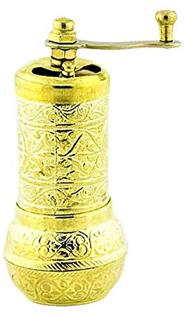 WMDSYGD Gewürzmühlen Pfeffer Kaffee Gewürz Salzschleifmühle Türkische handgemachte Vintage-Art-Nachfüllbare traditionelle Küchenutensilien Wohnkultur Salzmühlen (Color : Gold Color)