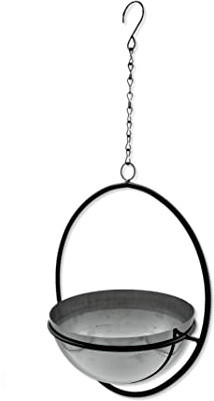 DARO DEKO Metall Blumen-Ampel mit Rahmen schwarz Silber 24 x 56cm Blumentopf hängend Hängeampel