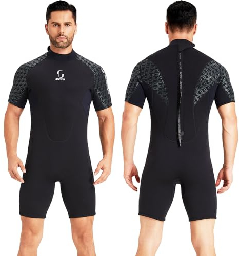 Våtdräkter herr neopren dam 3 mm rygg dragkedja korta våtdräkter för surfing snorkling kanot spjutfiske dykning simning stående paddleboarding kajakpaddling (svart)