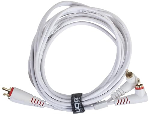 UDG Ultimate RCA Audio Cable – Stereo, Stecker-Stecker, Gerade/Winkel – Weiß, 3 m (U97005WH)