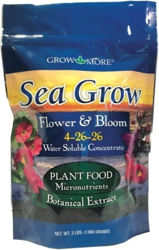 Grow More Sea Grow Flower & Bloom (4-26-26) - 3lbs of Seaweed Fertilizer for Plants - Water Soluble Fertilizer for Vegetables & Fruits - High Phosphorus Flower Food w/Seaweed Extract for Plants