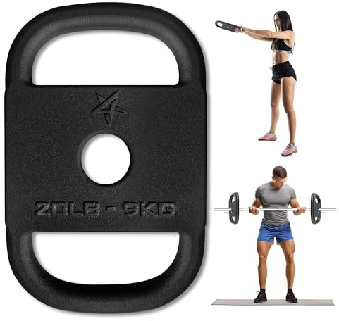 Yes4All Olympische Hantelscheibe, 5,1 cm, Gusseisen, 3-in-1 Ruck Weight & Kettlebell für Rucking, Schaukeln, Kniebeugen, Krafttraining und Fitness-Workout