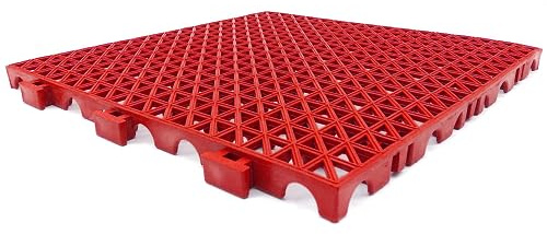 Lot de 12 dalles en PVC renforcé (1,3 m² env. Rouge) - Piscines, garages, ateliers, zones humides, passage de véhicules, lave-auto