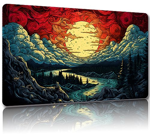 Malqiqi Lekmatta för MTG, med gratis förvaringsväskor, spelmatta 61 x 35 cm, TCG och brädspelsmatta för kort, musmatta skrivbordsmattor (vanlig, magisk matta 9)