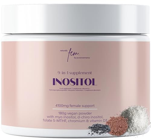 Myo-Inositol & D-Chiro PCOS 4100MG Vegane Kapseln – Stoffwechselfunktion, Hormonelles Gleichgewicht und Psychisches Wohlbefinden – 9-in-1 mit Folat 5-MTHF, Chrom, Zink, Vitamin B6, B12 & D3