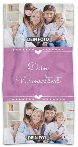 Print Royal PR Handtuch personalisiert mit Foto und Wunschtext - Personalisiertes Handtuch Bedrucken - Persönliches Fotogeschenk für Familie und Freunde | 100 x 50 cm, Flieder