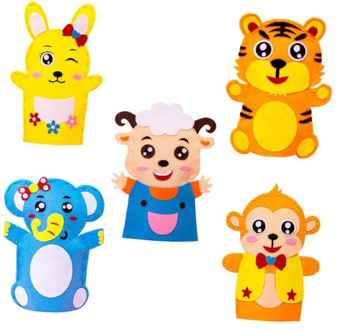 Vaguelly 5sätze Tier Handpuppe Kit Handgemachte Nähen Kit Junge Mädchen DIY Kunst Handwerk Liefert
